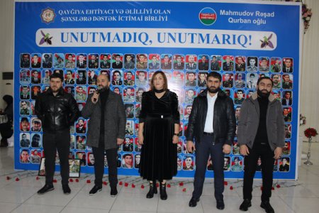 Qayğıya ehtiyacı və Əlilliyi olan Şəxslərə Dəstək" İctimai Birliyin təşəbbüsü ilə "Unutmadıq, unutmarıq" adlı tədbir keçirilib