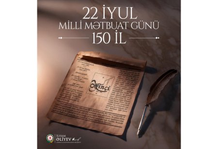 Prezident İlham Əliyev rəsmi sosial şəbəkə səhifələrində Milli Mətbuat Günü münasibətilə paylaşım edib