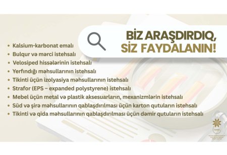 Sahibkarlar üçün daha 9 istiqamət üzrə daxili bazar araşdırması aparılıb